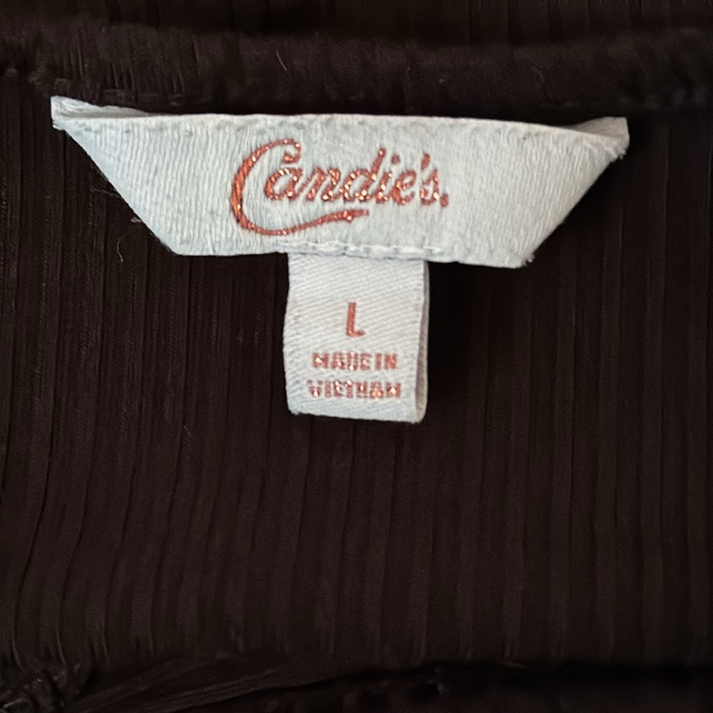 Candie's Black Ruffled Cap Sleeve Blouse large - Picture 3 of 5